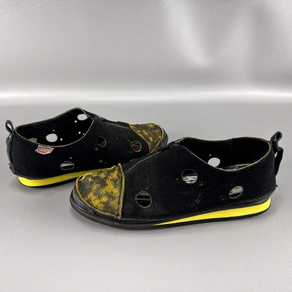 Clamp Center Zip Hand Made Black Leather Shoes Sz M 8 W 11 Casual Comfort Loafer